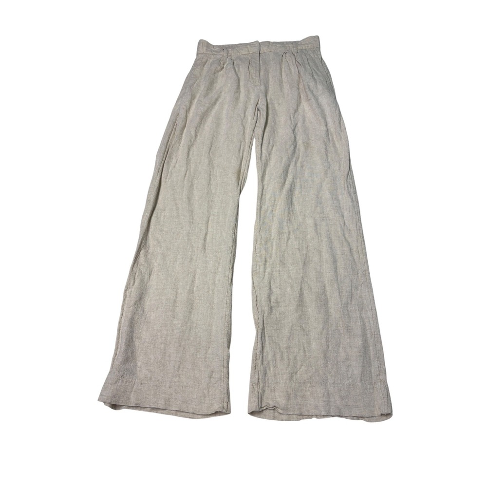 Abercrombie & Fitch Linen Blend Wide Leg Pants Beige Womens 25 0L L28 High Rise